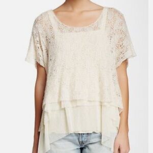 Free People Boho Layered Cream Top